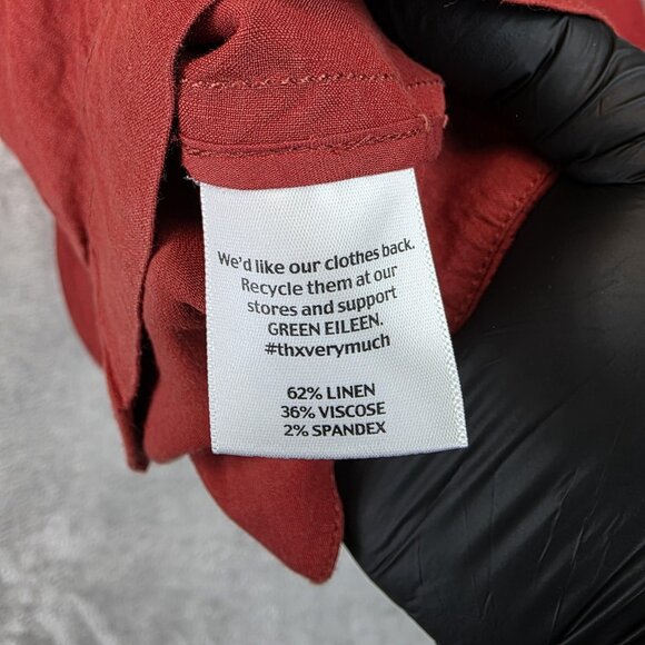 Eileen Fisher Blazer Womens Medium Red Linen Blend Open Front Shawl Collar - Picture 8 of 10